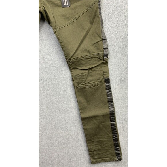 Smoke Rise Biker Pants Mens Size 38 x 34 Army Green Black Stripe Slim Tapered - Picture 15 of 16